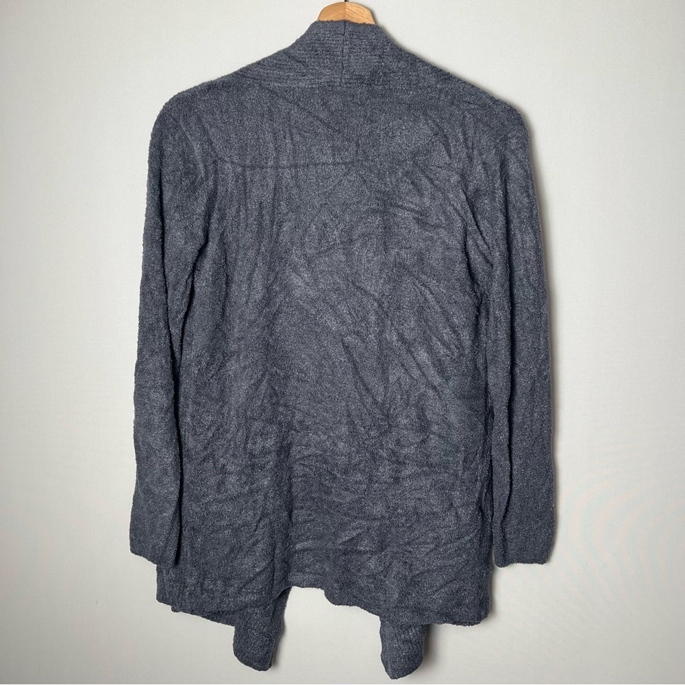 Barefoot Dreams Cozychic Lite Asymmetrical Draped Open Cardigan Sweater Gray S/M - Picture 5 of 8